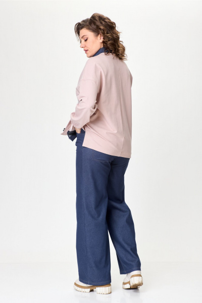 Костюм жакет и брюки с накладными карманами и тесьмой Bonna Image 959/1 пудровый - фото 12