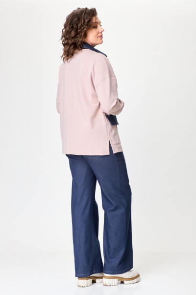 Костюм жакет и брюки с накладными карманами и тесьмой Bonna Image 959/1 пудровый - фото 2