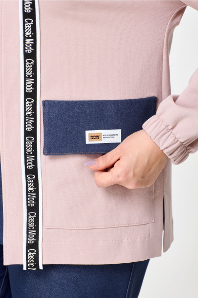 Костюм жакет и брюки с накладными карманами и тесьмой Bonna Image 959/1 пудровый - фото 8