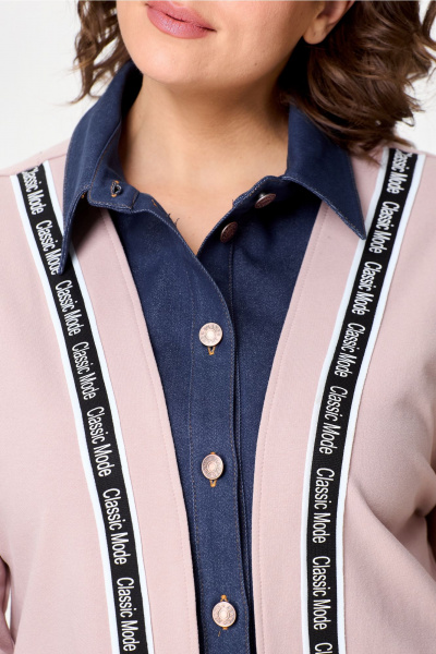 Костюм жакет и брюки с накладными карманами и тесьмой Bonna Image 959/1 пудровый - фото 7