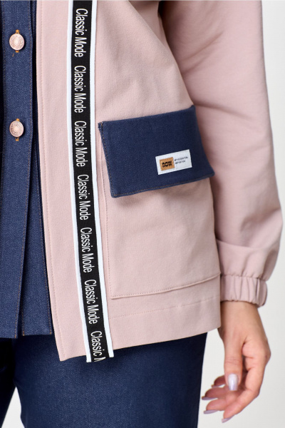 Костюм жакет и брюки с накладными карманами и тесьмой Bonna Image 959/1 пудровый - фото 6