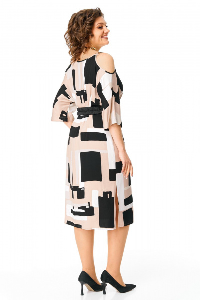Платье прямого кроя из вискозы с разрезами VI ORO VR-1166 камушки - фото 3