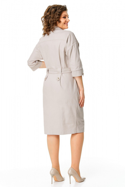 Платье из джинса с поясом и накладными карманами VI ORO VR-1167 беж - фото 9