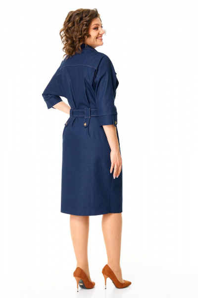 Джинцевое платье прямого силуэта с разрезами VI ORO VR-1167 деним - фото 11