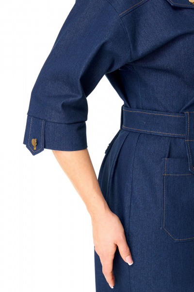 Джинцевое платье прямого силуэта с разрезами VI ORO VR-1167 деним - фото 10