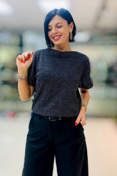 Круглогодичный нарядный черный трикотажный джемпер S. Veles 62-188 - фото 1