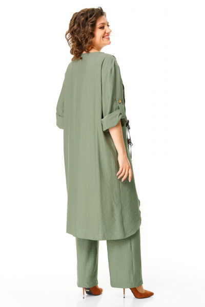 Бежевая туника и брюки с ассиметриным кроем VI ORO VR-1168 хаки - фото 8