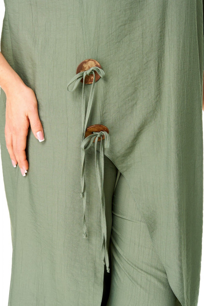 Бежевая туника и брюки с ассиметриным кроем VI ORO VR-1168 хаки - фото 7