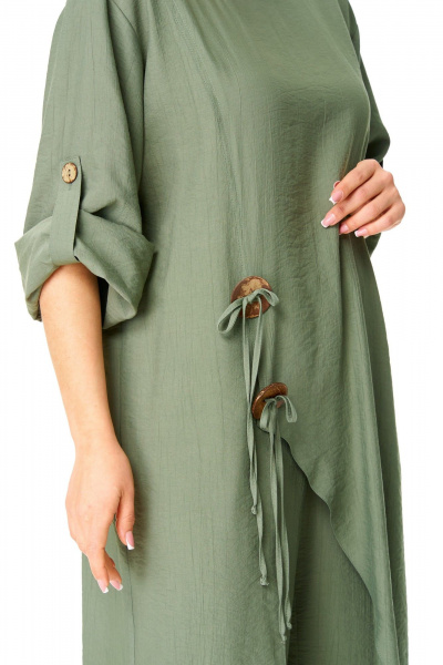 Бежевая туника и брюки с ассиметриным кроем VI ORO VR-1168 хаки - фото 5