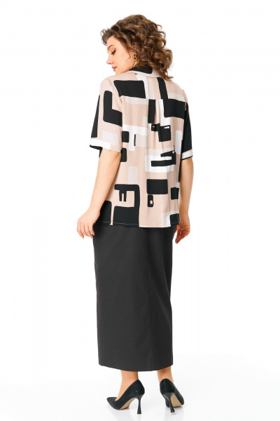 Блуза с накладным карманом и юбка с высоким разрезом VI ORO VR-1170 камушки - фото 6
