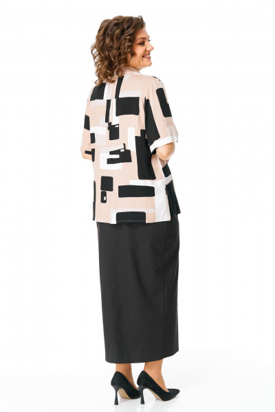 Блуза с накладным карманом и юбка с высоким разрезом VI ORO VR-1170 камушки - фото 5
