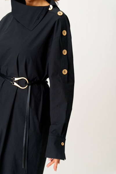 Демисезонное платье из хлопкового текстиля с декоративным поясом Karina deLux M-1332 - фото 6