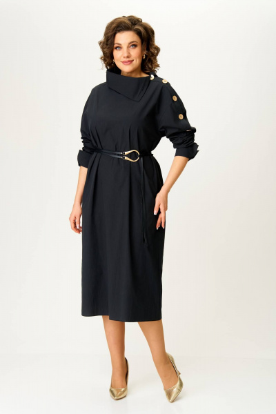 Демисезонное платье из хлопкового текстиля с декоративным поясом Karina deLux M-1332 - фото 2