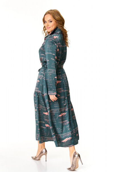 Демисезонное элегантное платье из атласной ткани Taita plus 2501 серый+розовый - фото 9