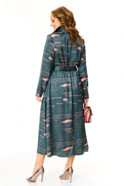 Демисезонное элегантное платье из атласной ткани Taita plus 2501 серый+розовый - фото 8