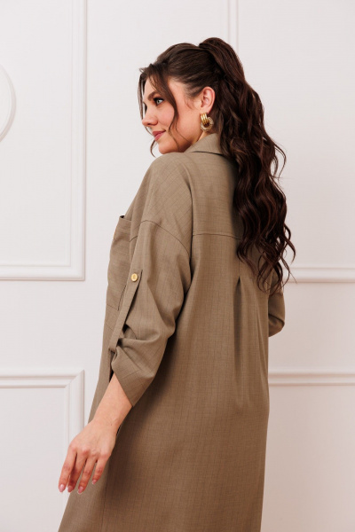 Платье прямого силуэта до икры из текстиля и шифона Romanovich Style 1-2391 темный_беж - фото 9