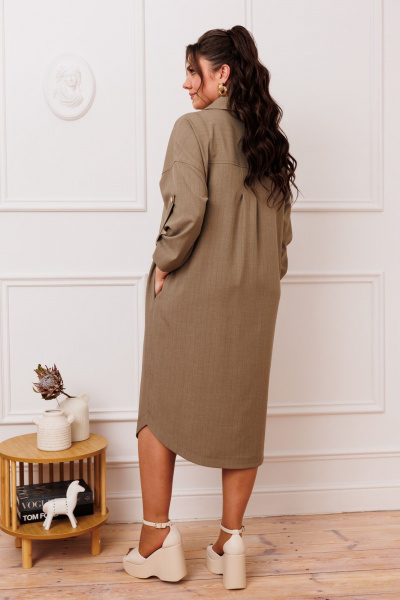 Платье прямого силуэта до икры из текстиля и шифона Romanovich Style 1-2391 темный_беж - фото 8