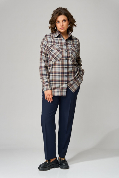 Демисезонный комплект из рубашки и брюк из текстиля Орхидея 1472 - фото 7