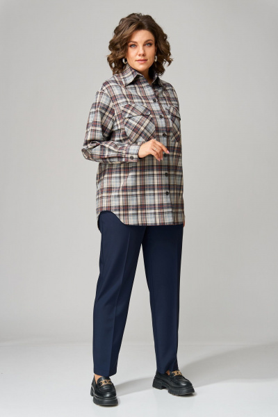 Демисезонный комплект из рубашки и брюк из текстиля Орхидея 1472 - фото 4