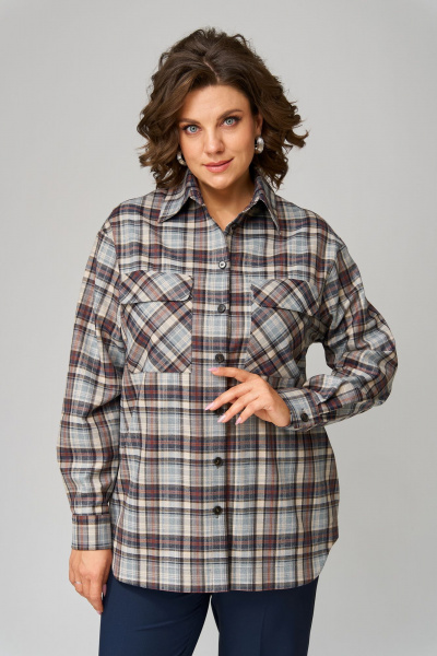 Демисезонный комплект из рубашки и брюк из текстиля Орхидея 1472 - фото 2