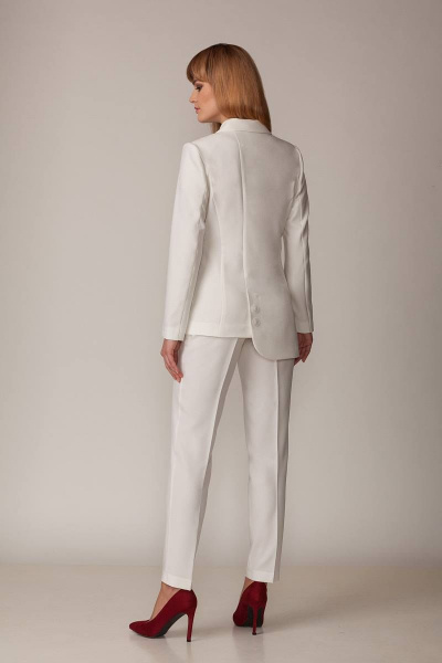Белый нарядный брючный костюм жакет и классические брюки Rosheli 967 - фото 2