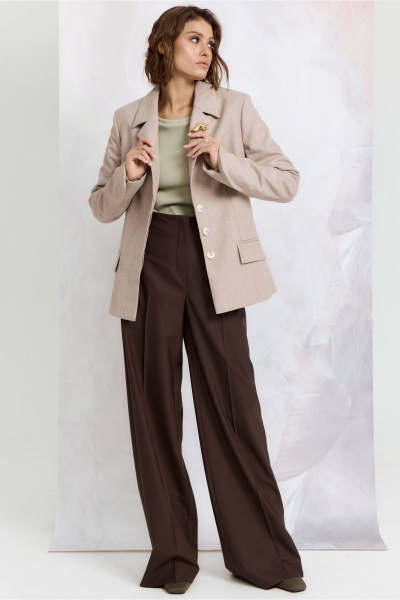 Брюки из костюмной ткани прямые свободные для делового стиля ATTIKA A3099-3 коричневый - фото 2