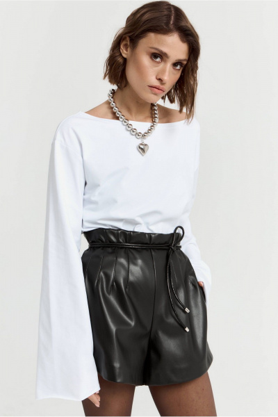 Лонгслив из хлопкового трикотажа с горловиной лодочкой ATTIKA A3300 белый - фото 4