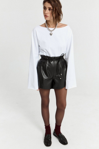 Лонгслив из хлопкового трикотажа с горловиной лодочкой ATTIKA A3300 белый - фото 3