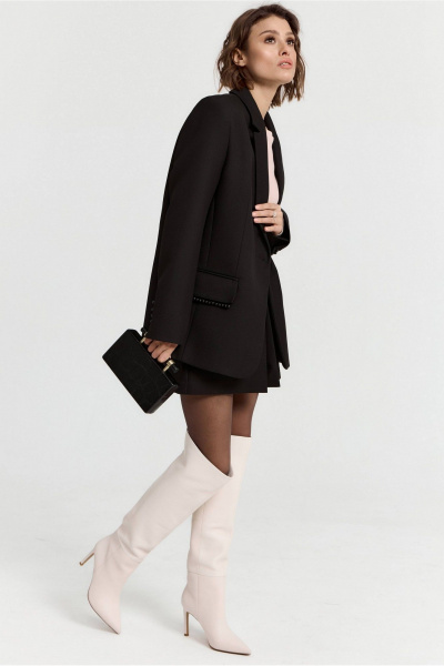 Жакет прямого кроя однобортный из костюмной ткани для офиса ATTIKA A3302-2 черный - фото 5