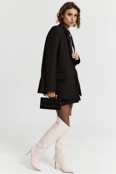 Жакет прямого кроя однобортный из костюмной ткани для офиса ATTIKA A3302-2 черный - фото 4