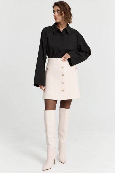 Юбка из твида с застежками на пуговицах и декоративными клапанами ATTIKA A3304 бежевый - фото 3