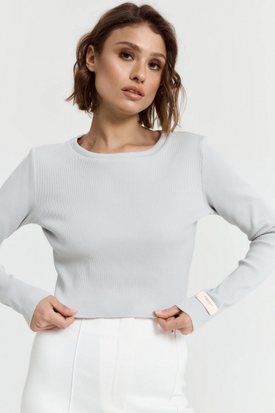 Короткий джемпер полуприлегающего силуэта из трикотажа для повседневности ATTIKA A3305 серый - фото 2