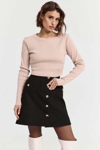 Розовый джемпер укороченный полуприлегающий из трикотажа ATTIKA A3305-2 бледно-розовый - фото 2