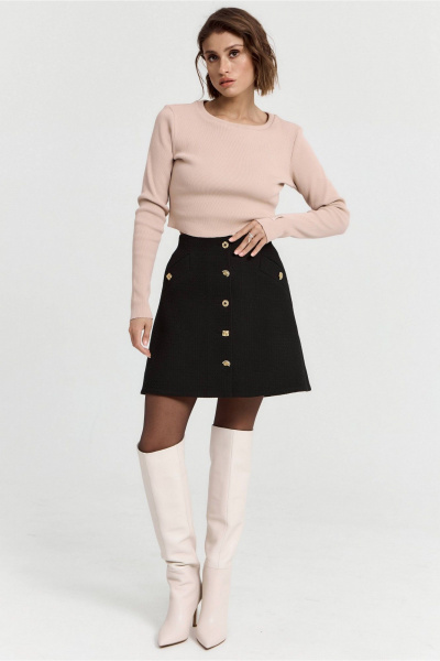 Розовый джемпер укороченный полуприлегающий из трикотажа ATTIKA A3305-2 бледно-розовый - фото 3