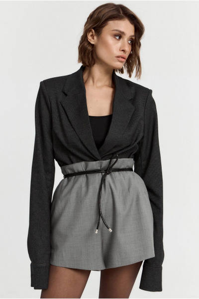 Мини-шорты из текстиля и шерсти с высокой посадкой ATTIKA A3312-1 серый - фото 1