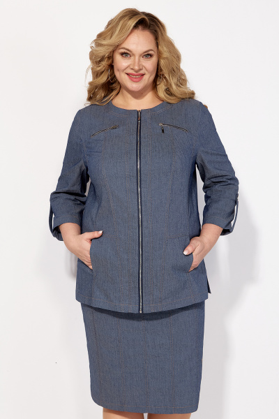 Джинсовый костюм с юбкой и жакетом прямого силуэта Algranda А4038 - фото 2