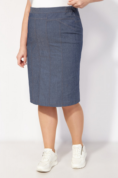 Джинсовый костюм с юбкой и жакетом прямого силуэта Algranda А4038 - фото 7