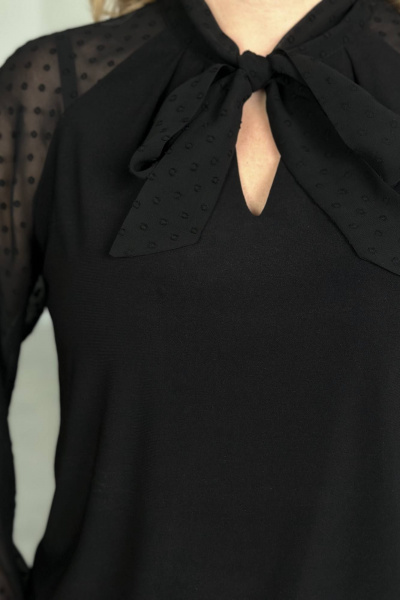 Черная блуза из трикотажа для деловых и повседневных образов LindaLux 15-25 черный - фото 5