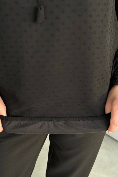 Блуза классическая на каждый день из текстиля LindaLux 15-35 черный - фото 5