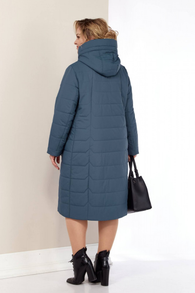 Пальто весеннее из плащёвой ткани с капюшоном и карманами Shetti 2178 светло-синий - фото 9