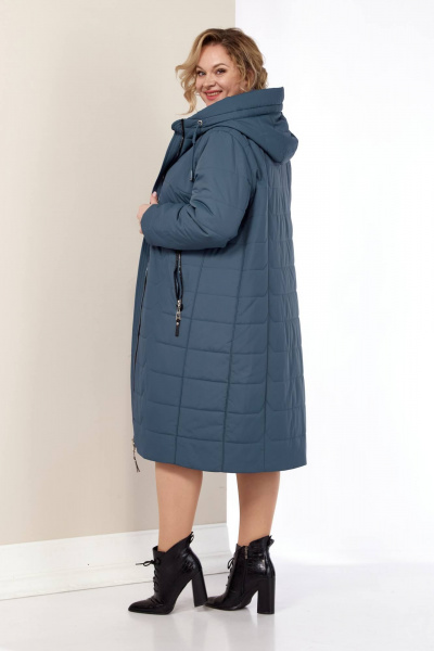 Пальто весеннее из плащёвой ткани с капюшоном и карманами Shetti 2178 светло-синий - фото 3