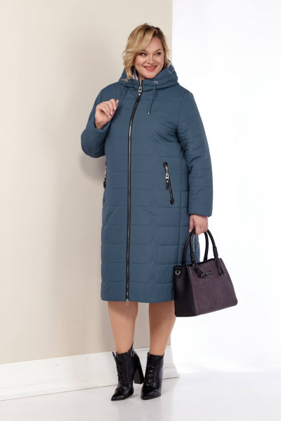 Пальто весеннее из плащёвой ткани с капюшоном и карманами Shetti 2178 светло-синий - фото 1