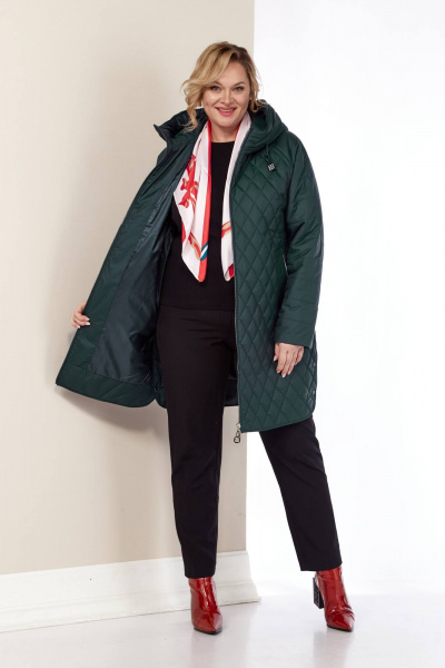 Демисезонная куртка из плащёвой ткани с капюшоном и внутри Shetti 2179 темный_изумруд - фото 9