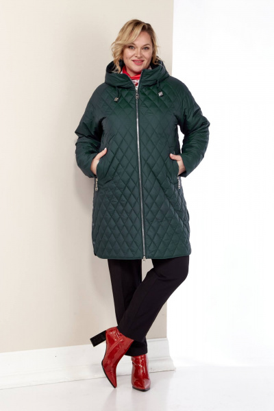 Демисезонная куртка из плащёвой ткани с капюшоном и внутри Shetti 2179 темный_изумруд - фото 1