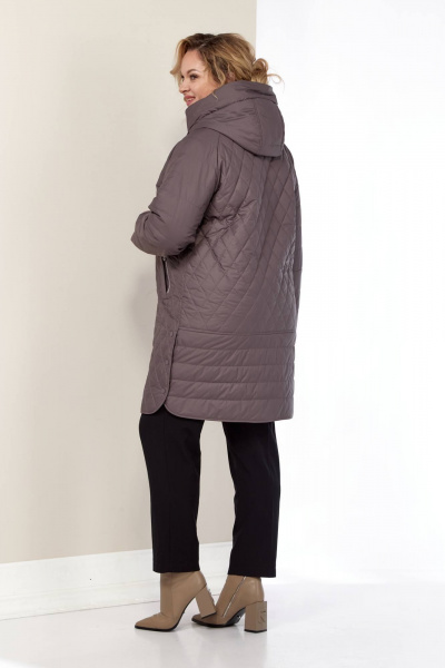 Демисезонная куртка из плащёвой ткани с капюшоном и карманами Shetti 2179 какао - фото 8