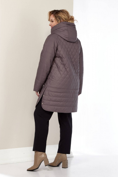 Демисезонная куртка из плащёвой ткани с капюшоном и карманами Shetti 2179 какао - фото 7