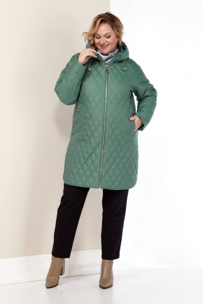 Куртка демисезонная классического силуэта с ромбовой стежкой Shetti 2179 мята - фото 8