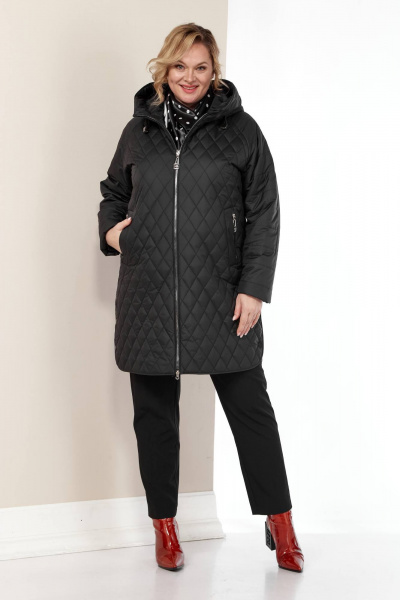 Куртка демисезонная классического силуэта с ромбовой стежкой Shetti 2179 черный - фото 8