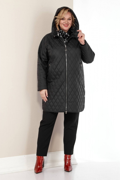 Куртка демисезонная классического силуэта с ромбовой стежкой Shetti 2179 черный - фото 7