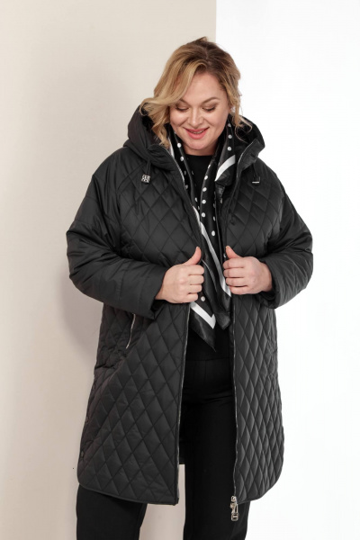 Куртка демисезонная классического силуэта с ромбовой стежкой Shetti 2179 черный - фото 4
